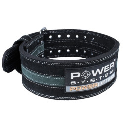 Пояс для пауерліфтингу Power System PS-3800  PowerLifting шкіряний Black/Grey Line L