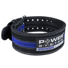 Пояс для пауерліфтингу Power System PS-3800  PowerLifting шкіряний Black/Blue Line M