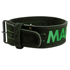 Пояс для важкої атлетики MadMax MFB-301 Suede Single Prong шкіряний Black/Green XXL
