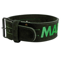 Пояс для важкої атлетики MadMax MFB-301 Suede Single Prong шкіряний Black/Green XXL