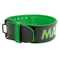 Пояс для важкої атлетики MadMax MFB-302 Quick Release Belt  шкіряний Black/Green XL