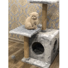 Когтеточка, домик для кота, лежанка, игровой центр для кота (Маша серый)