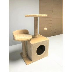Дряпка, будиночок для кота, дряпка для кішок, стійка кігтеточка для котів з лежанкою Бежева