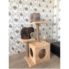 Домик башня, игровой комплекс с лежанкой для кошек, когтеточка, дряпка, царапка для кота