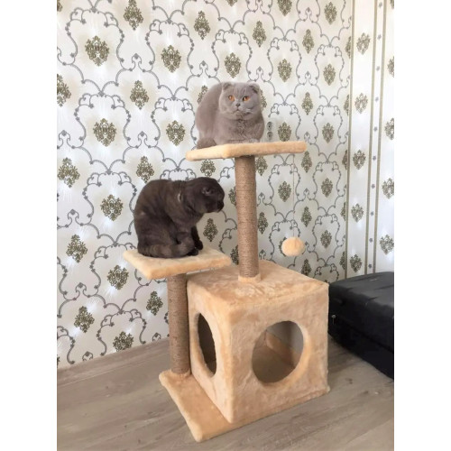 Домик башня, игровой комплекс с лежанкой для кошек, когтеточка, дряпка, царапка для кота