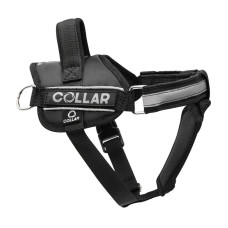 Шлейка для собак Collar Police No1 (В:35-45 см) з ліхтариком Чорна шлея для собак, Нейлонова шлейка для собак