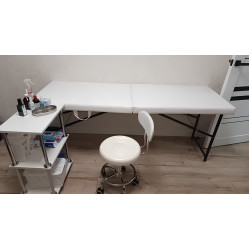 Кушетка для масажу переносна м'яка+стільчик майстра+візок, Кушетка для косметолога, Масажний стіл