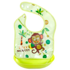 Слюнявчик з карманом на кнопках "Silly Monkey" зелёный