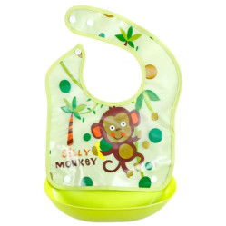 Слюнявчик з карманом на кнопках "Silly Monkey" зелёный