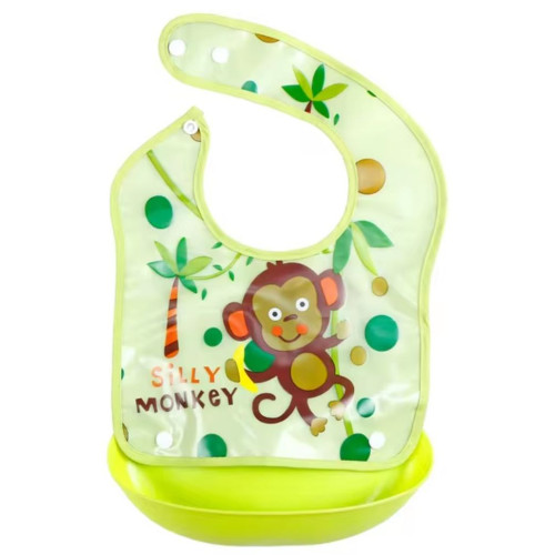 Слюнявчик з карманом на кнопках "Silly Monkey" зелёный