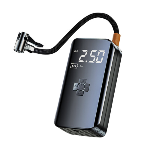 Портативний автомобільний компресор HELLOLEIBOO CQB-008-04 бездротовий з дисплеєм ліхтариком Type-C