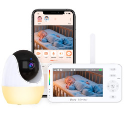 Видеоняня ABM206 с ночником и подключением к телефону, монитор 4.3 дюйма, режим VOX, двусторонняя связь